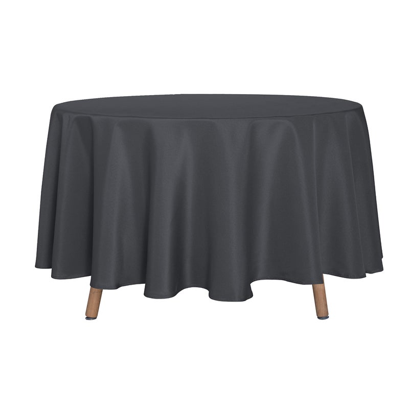 sancua Round Tablecloth - 90 Inch - Water Resistant Spill Proof Washable Polyester Table Cloth Decorative Fabric Table Cover for Dining Tables, Buffet Parties and Camping, Grey - Image 1